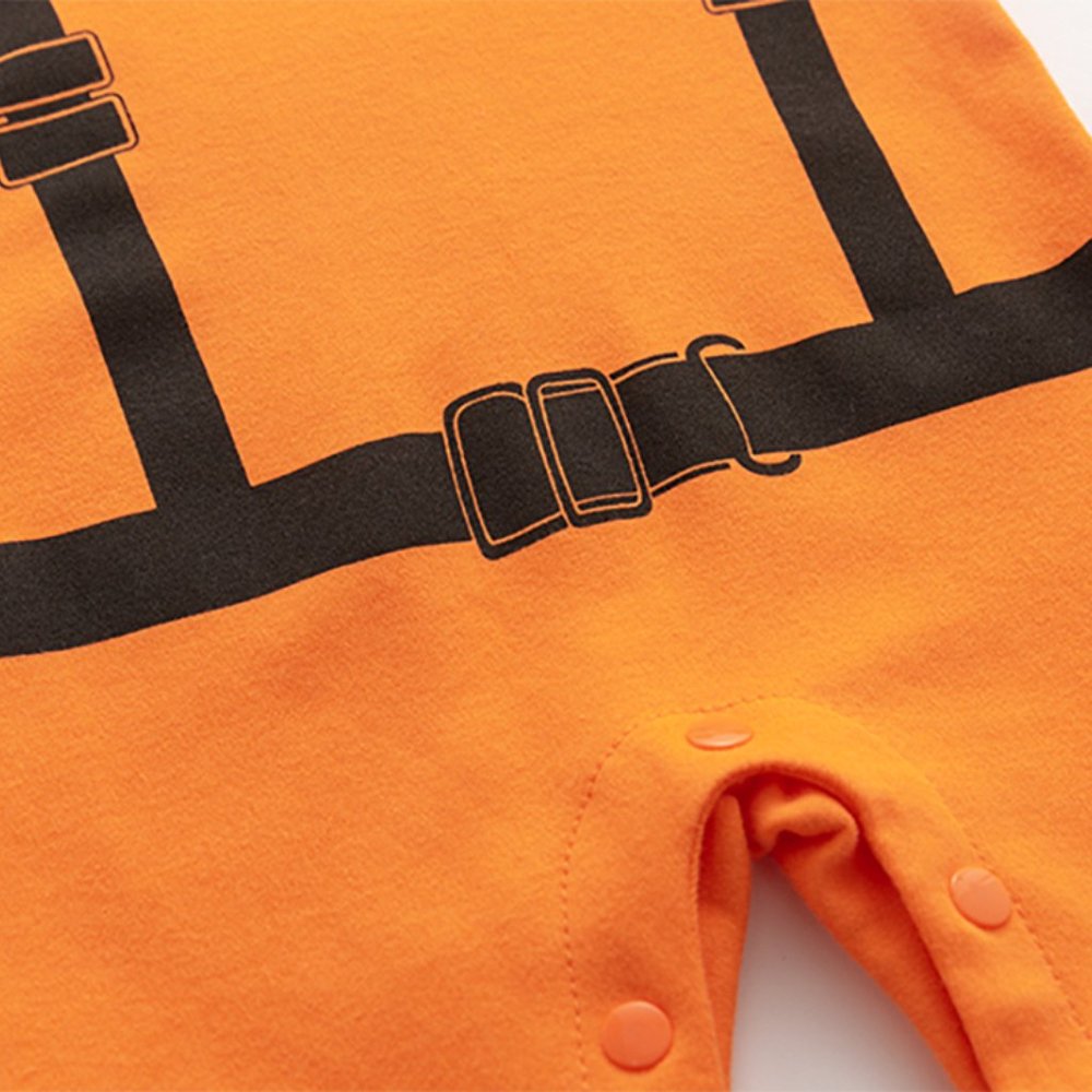 Orange Astronaut Cotton Cosplay Short Sleeve Hooded Romper - Picture 2 of 3